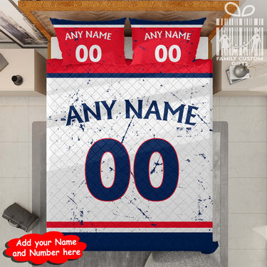 Custom Quilt Sets Columbus Jersey Personalized Ice hockey Premium Quilt Bedding for Men Women
